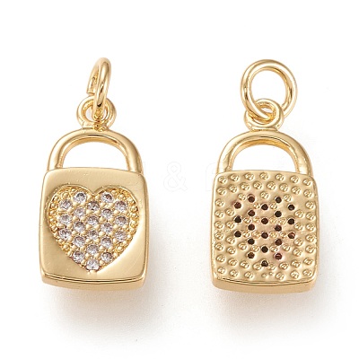 Brass Micro Pave Clear Cubic Zirconia Pendants ZIRC-K086-05G-1