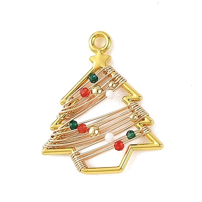Christmas Zinc Alloy & Glass Beads Pendants PALLOY-TA00441-1