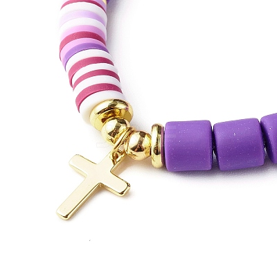 Handmade Polymer Clay Stretch Bracelets Sets BJEW-JB06350-01-1