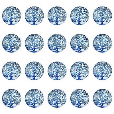 Half Round/Dome Tree Pattern Glass Flatback Cabochons for DIY Projects GGLA-YW0001-14L-1