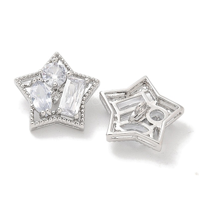 Rack Plating Brass Micro Pave Clear Cubic Zirconia Buttons KK-K293-19P-1