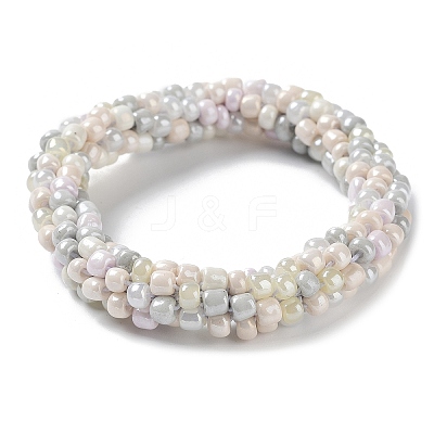Crochet Glass Beads Braided Stretch Bracelet BJEW-K232-01T-1