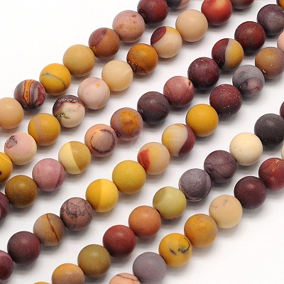 Frosted Round Natural Mookaite Beads Strands G-N0166-65-8mm-1
