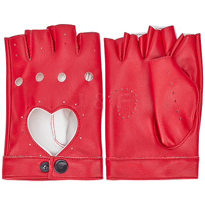 PU Leather Fingerless Gloves AJEW-CL0003-67A-1