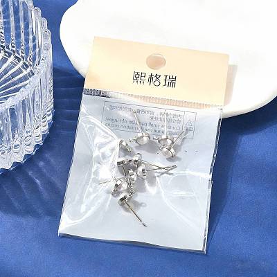 SHEGRACE Brass ABS Imitation Pearl Half Round Stud Earring Findings XGR0101P-118P-1