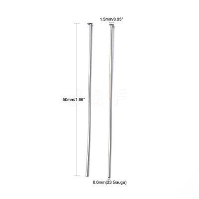 Tarnish Resistant Jewelry Tools and Equipment Decorative Stainless Steel Flat Head Pins X-STAS-E023-0.6x50mm-1
