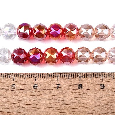 Electroplate Transparent Glass Beads Strands EGLA-Q135-8MM-C10-1