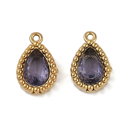 Ion Plating(IP) 304 Stainless Steel Micro Pave Cubic Zirconia Charms STAS-K256-20G-02-1