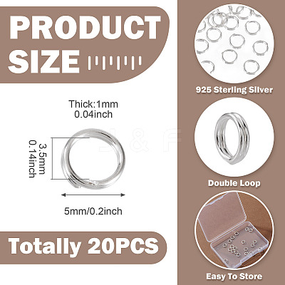 925 Sterling Silver Split Jump Rings STER-TA0001-48D-1