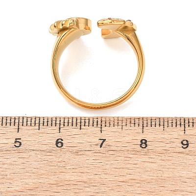 304 Stainless Steel Rhinestone Cuff Open Rings RJEW-E302-04G-1