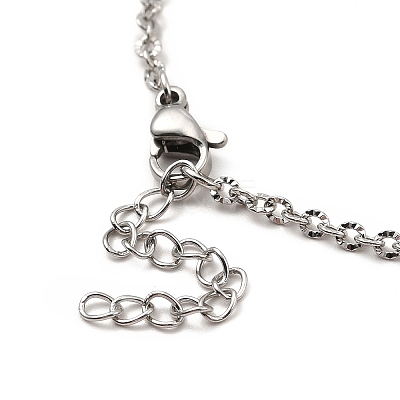 CCB Pearl & 304 Stainless Steel Charm Anklet for Women AJEW-C021-22P-1