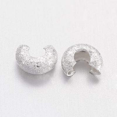 Brass Crimp Beads Covers X-KK-G015-S-1