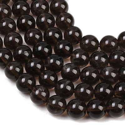 Natural Smoky Quartz Round Beads Strands G-E329-10mm-38D-1