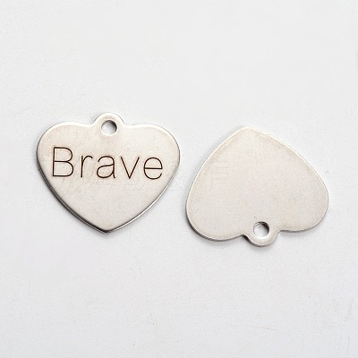 Non-Tarnish 201 Stainless Steel Heart Pendants STAS-L165-C12-1
