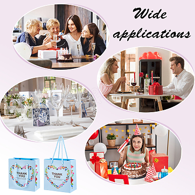 Heart Flower Thank You Printed Paper Storage Gift Tote Bags for Wedding Party Gift Wrapping Bags ABAG-WH0038-77B-1