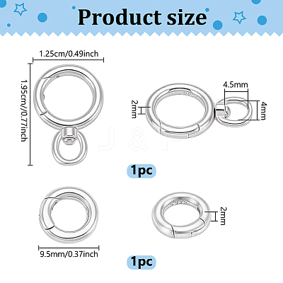 2Pcs 2 Styles 925 Sterling Silver Spring Gate Clasps STER-PH0004-94-1