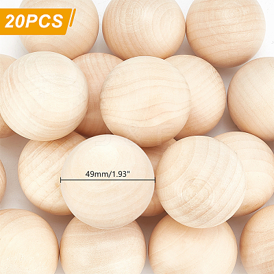 20Pcs Natural Wooden Round Ball WOOD-PH0002-93-1