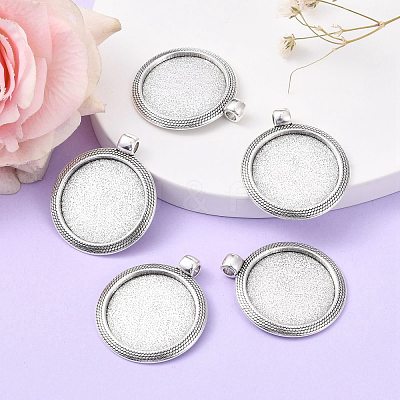 Tibetan Style Alloy Pendant Cabochon Settings X-TIBEP-N003-71AS-1