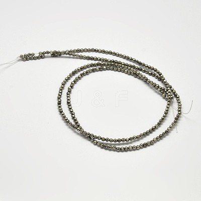 Natural Pyrite Round Beads Strands G-F197-09-3mm-1