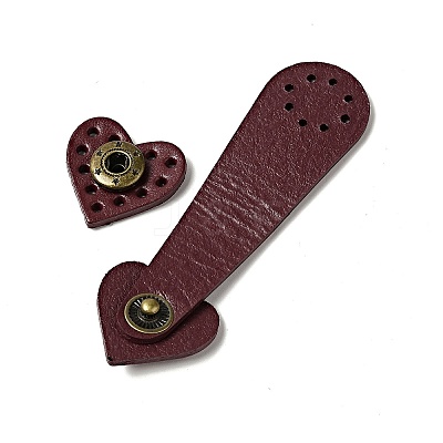 Heart Cowhide Leather Sew on Purse Clasps FIND-D027-01A-1