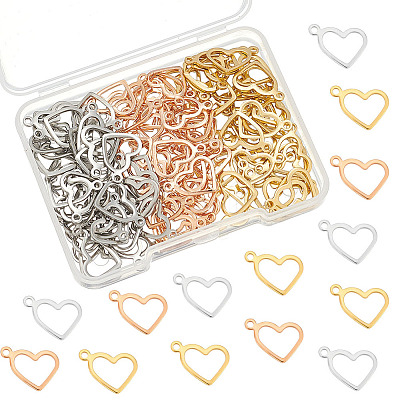 120Pcs 3 Colors 304 Stainless Steel Open Pendants STAS-WR0001-19B-1