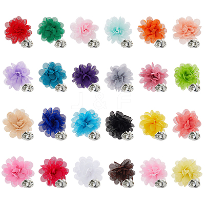 24Pcs Woven Flower Brooch JEWB-FH00008-1