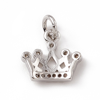 Brass Micro Pave Clear Cubic Zirconia Crown Charms ZIRC-F132-64P-1