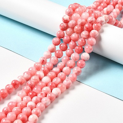 Natural Green Jade Beads Strands G-G757-04-6mm-1