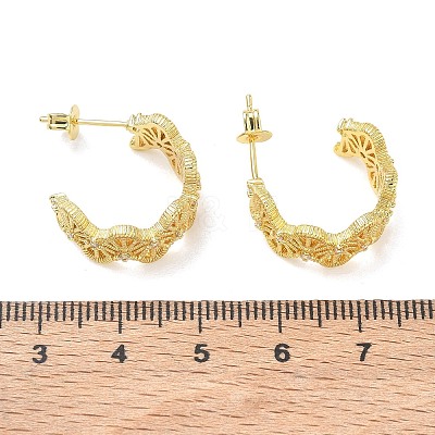 Brass Micro Pave Cubic Zirconia Stud Earrings for Women KK-CBA760A-02G-1