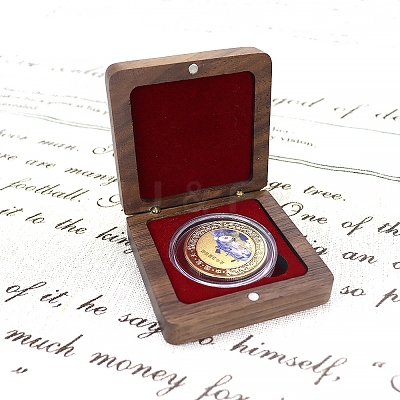 Wood Badge Medal Storage Gift Magnetic Boxes with Hinged Lid CON-WH20001-28B-1