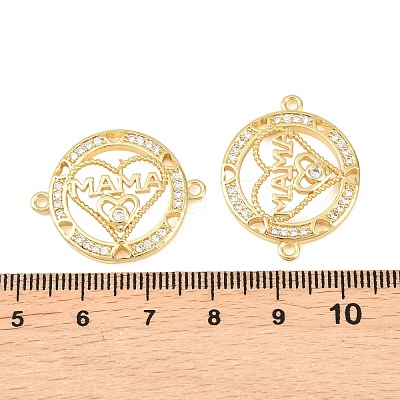Mother's Day Brass Micro Pave Clear Cubic Zirconia Word Mama Connector Charms KK-F931-17B-G-1