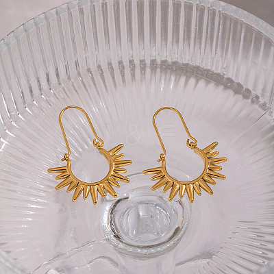 Vintage European Style Sun 304 Stainless Steel Hoop Earrings LS-KG5327-1-1