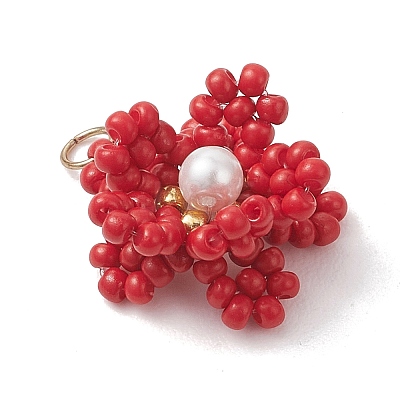 Glass Seed Beaded Pendants PALLOY-MZ01246-02-1