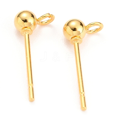 304 Stainless Steel Ball Post Stud Earring Findings STAS-Z035-02G-B-1