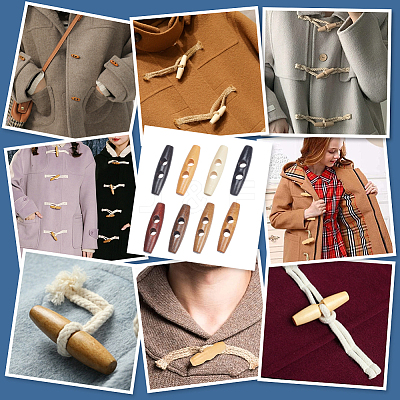 80Pcs 8 Colors Natural Wood Buttons FIND-NB0005-03D-1