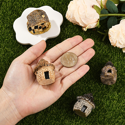 4Pcs 4 Colors Miniature Resin House Display Decorations DJEW-SP0001-17-1