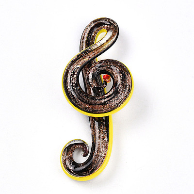 Handmade Gold Sand Lampwork Big Pendants LAMP-T023-08A-1