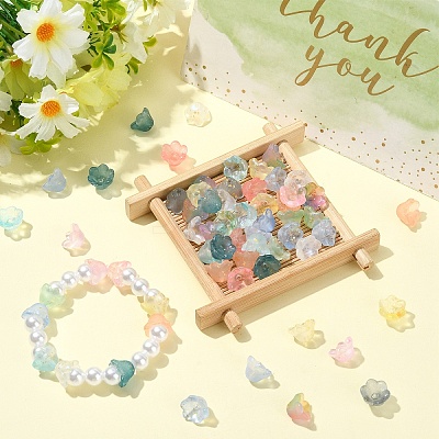 120Pcs 12 Colors Frosted Glass Bead Cap FGLA-YW0001-04-1