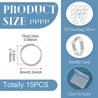 925 Sterling Silver Split Jump Rings STER-TA0001-48C-1