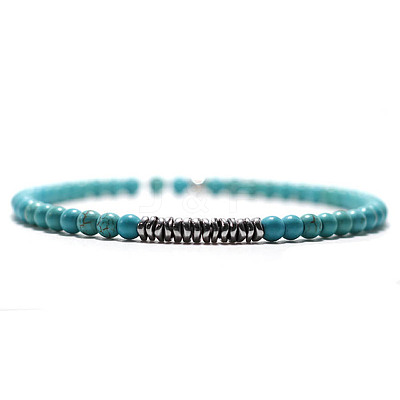 Synthetic Round Turquoise Beaded Bracxelets for Men OI5065-8-1