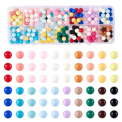 252Pcs 14 Colors Opaque Acrylic Beads SACR-TA0001-49-1