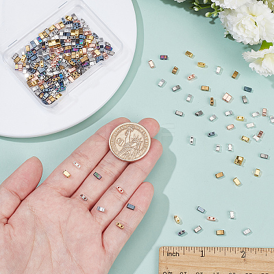 240Pcs 8 Colors Electroplate Glass Seed Beads SEED-AR0001-24-1
