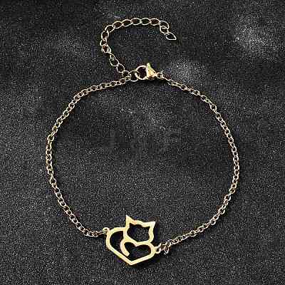 201 Stainless Steel Fox Link Bracelets BJEW-B128-05G-1