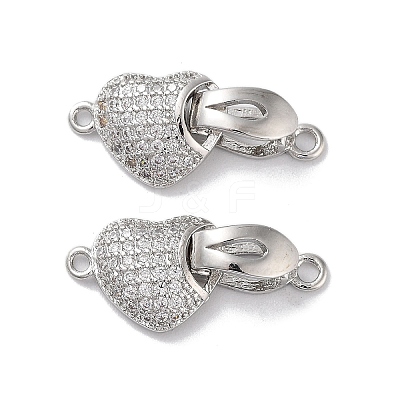 Brass Micro Pave Cubic Zirconia Fold Over Clasps KK-E107-02P-1