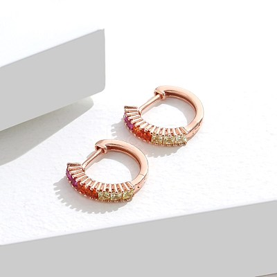 925 Sterling Silver Huggie Hoop Earrings EJEW-BB67055-RG-1
