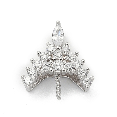 925 Sterling Silver Pave Clear Cubic Zirconia Crown Pendant Bails STER-P068-04P-1