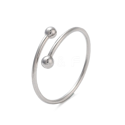 304 Stainless Steel Round Wrap Open Cuff Rings for Women Men RJEW-Z071-01P-1