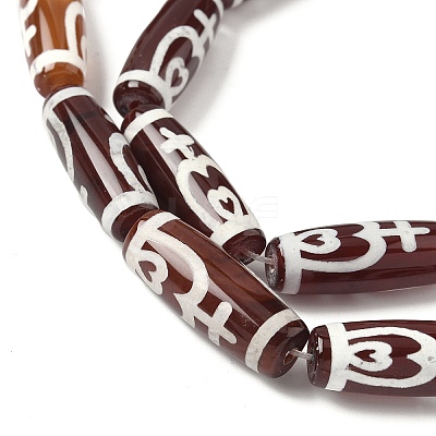 Rice Shape Tibetan Style dZi Beads Strands G-A269-A07-01-1