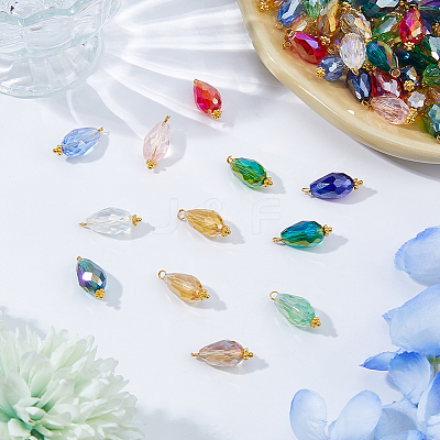 120Pcs 12 Colors Electroplate Glass Pendants PALLOY-FH00172-1