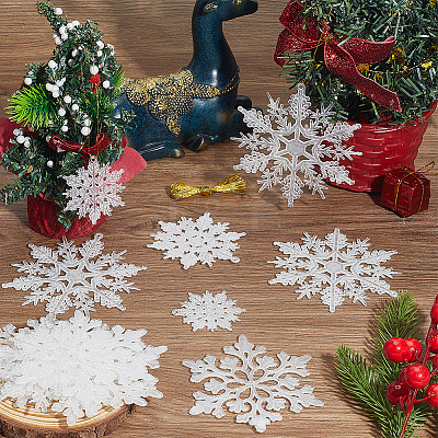 36Pcs Snowflake Plastic Pendant Decorations DIY-CP0013-33A-1
